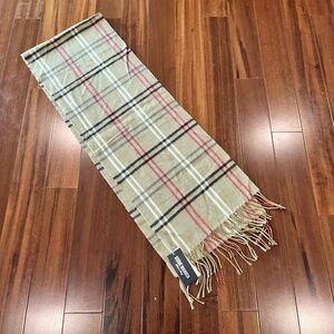 New NWT Steve Madden Camel Scarf Plaid Fringed Edges Unisex‎ Accessory Size OS
